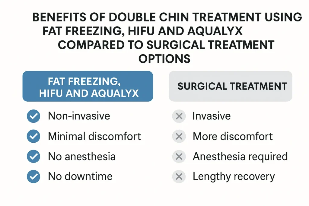 Graphic about the benefits of double chin treatment Arundel - from LA LIPO