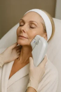 Woman receiving HIFU non surgical facelift treatment Arundel